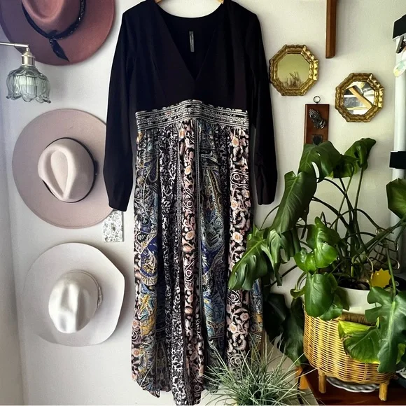 Anthropologie Black and Multicolor Maxi Dress - Picture 13 of 14